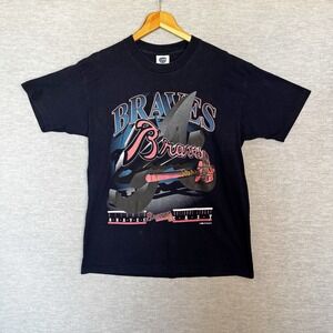 Vintage 1990s Atlanta Braves T-Shirt Size L Baseball 90s Single Stitch Made USA